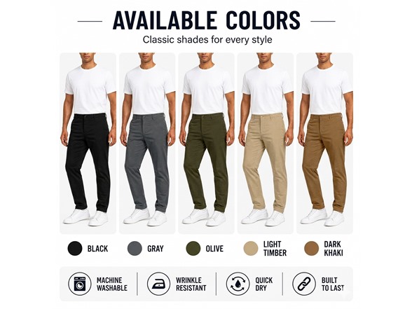 1-2Pk Mens Super Stretch Chino Pants