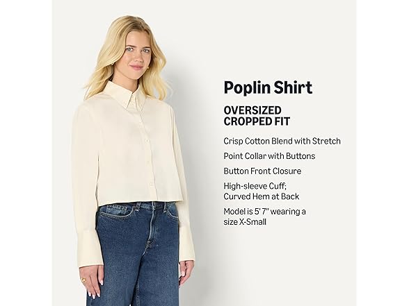 Amazon Essentials Womens Cropped ButtonDown Shirt