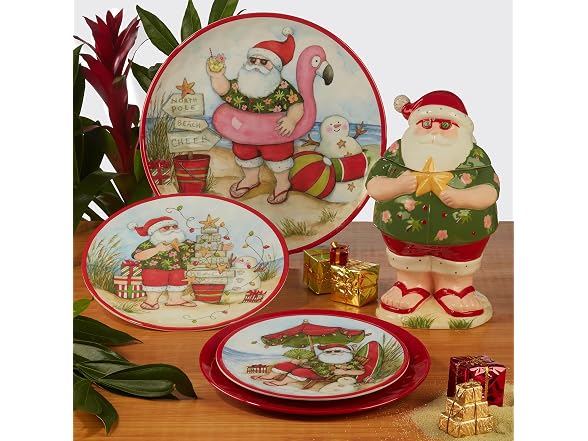  Santa's Wish Melamine 9" Salad/Dessert Plates, Set of 6