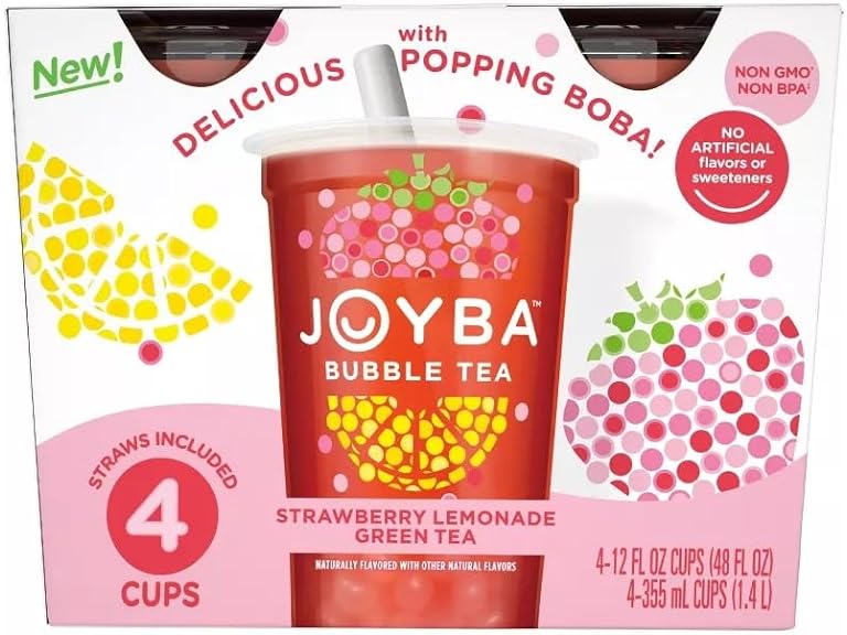 (4 Pk) Joyba Bubble Tea Strawberry Lemonade Green Tea