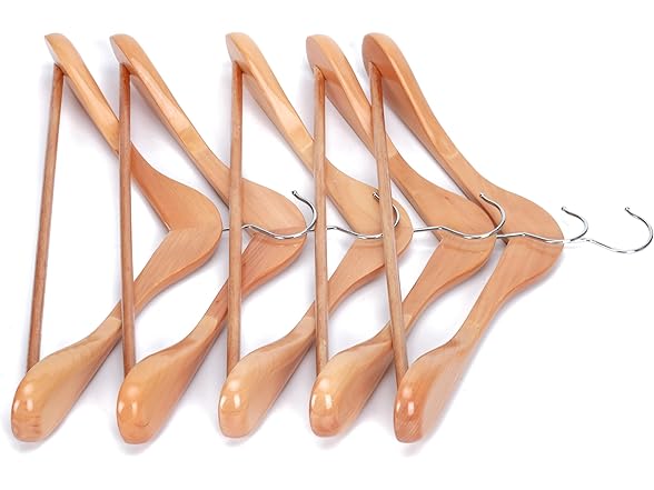 JS HANGER Wooden Suit Hangers - 6 Pack  Natural