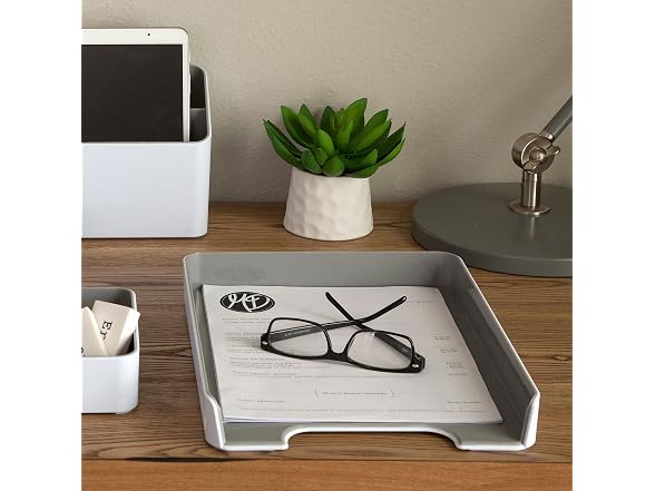 Fusion Letter Tray, 1 3/4" H x 10" W x 12 3/4" D, White/Gray