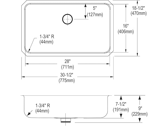 Elkay Classic Single Bowl Undermount w Perfect Drain