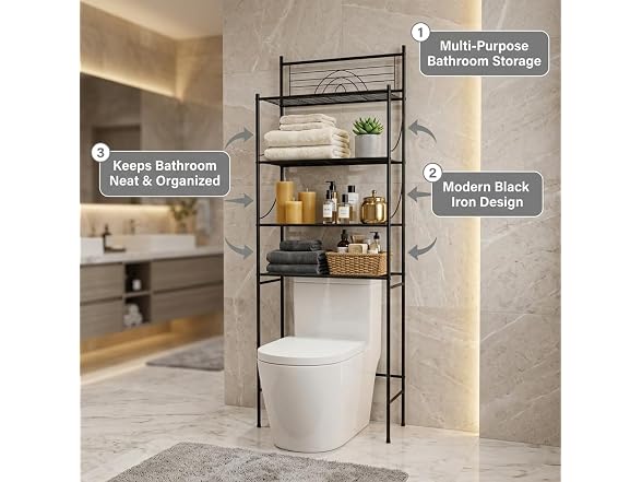 Bath Bliss 3-Tier Over Toilet Rack Black