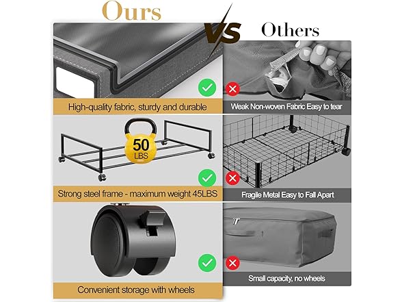 Grey Under the Bed Storage 2 Pack