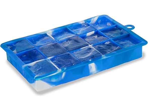 Host Ice Cube Tray with Lid Blue Marble
