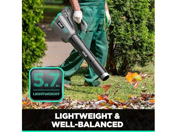 Litheli Cordless Leaf Blower 40V, 480 CFM Battery
