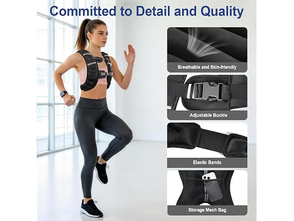 Zikopomi Weighted Vest 8-20lbs Adj Strap