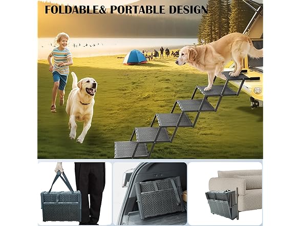 LIALEX W2204 Plastic 6 steps dog ramp for car