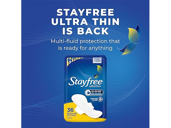 Stayfree Ultra Thin Regular Pads Wings 36ct - Gallery 10