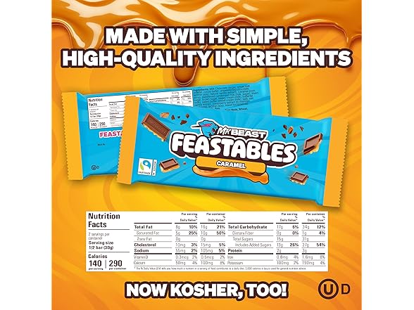 Feastables Caramel Choc Bar 10ct 2.1oz