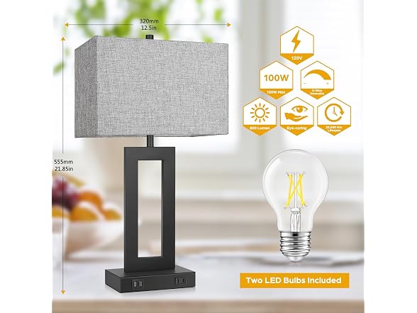 Set of 2 Modern Touch Control Table Lamps