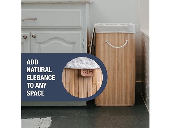 CleverMade Bamboo Laundry Hamper Double with Lid, 103L