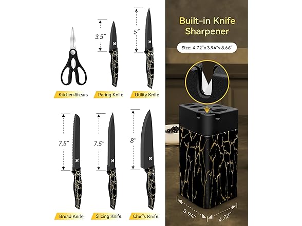 8 Pieces Kitchen Knife Block Sets