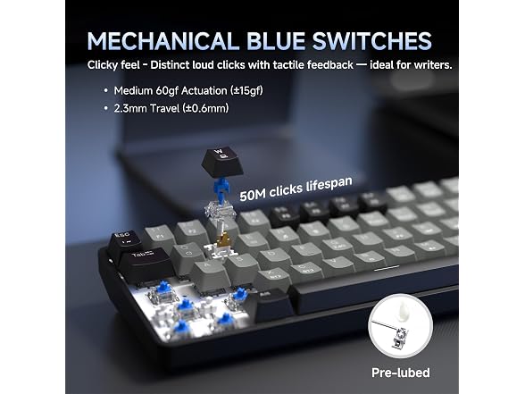 DIERYA DK68 Wireless Keyboard, Black
