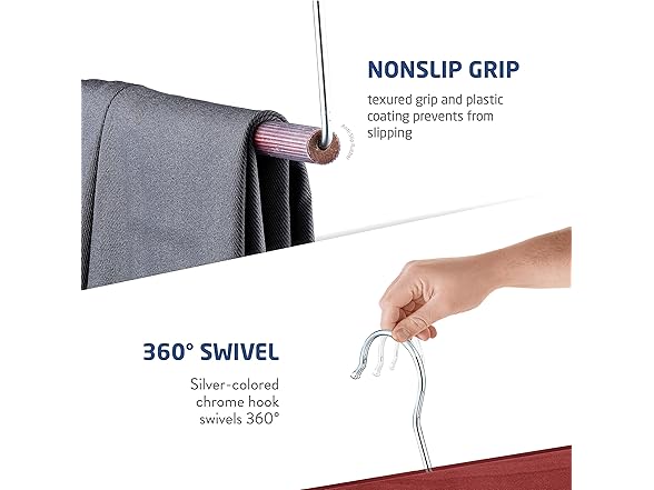 ZOBER Wooden Pant Hanger w/Bar,10Pk