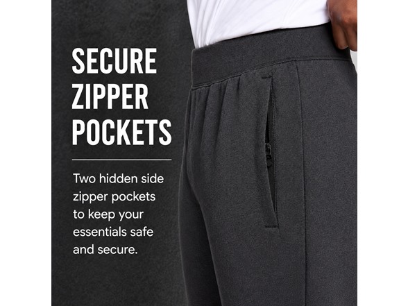 6Pk Mens Fleece Joggers w-Zip Pockets