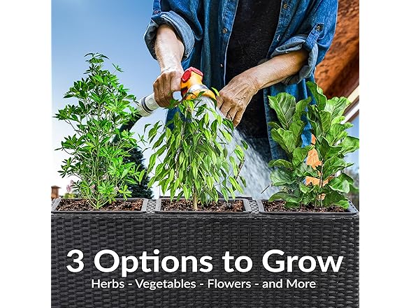 Sunnydaze 3-Section Wicker Raised Planter Box