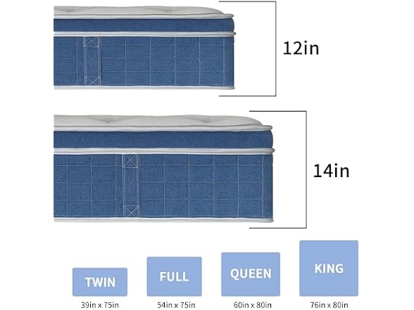 UNZIPE Queen Mattress 12 Inch, Medium Firm