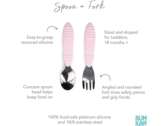 Bumkins Toddler Utensils, Kids Fork and Spoon Set
