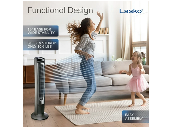Lasko T42951C FAN TOWER W/REMOTE 42IN Black
