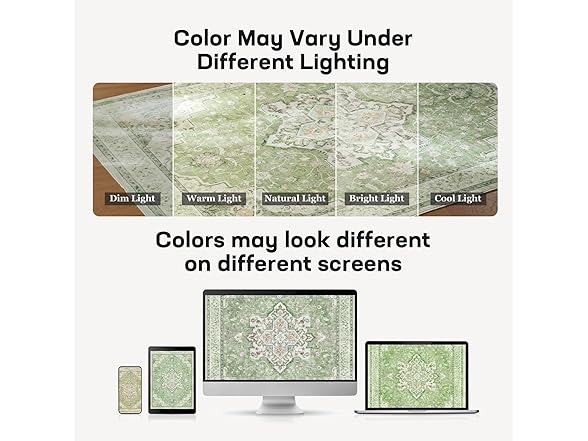 Marsail 8x10 Washable Green Area Rug