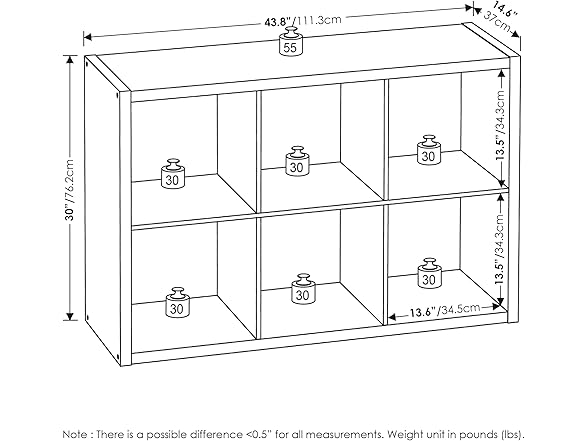 Furinno CUBICLE Book Shelf, 6-Cube Thick Frame