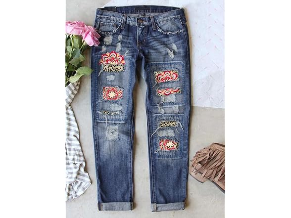 Astylish Women (M) Ripped Straight Leg Mid Pants