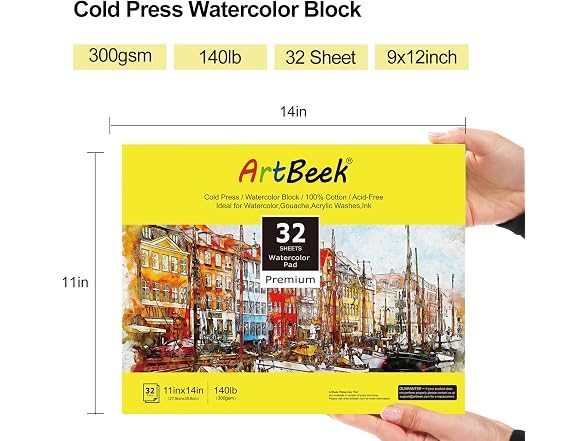 ArtBeek Watercolor Paper Block 11x14" 32Sht