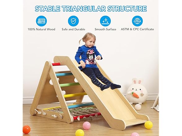 Hipicute 2 in 1 Wooden Climbing Toy