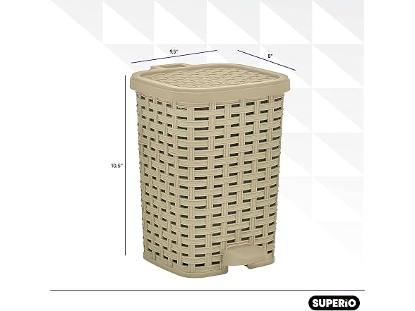 Superio 1.5 Gal Step-On Trash Can Beig 2