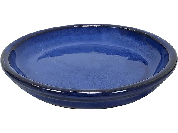 Sunnydaze 7-Inch Ceramic Plant Saucers- Imperial Blue
