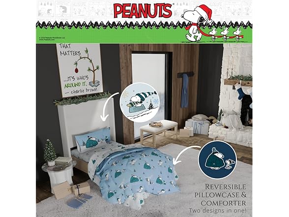 Franco Collectibles Peanuts Snoopy 5Pc Bedding Set