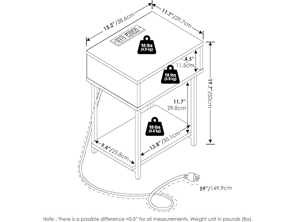 Furinno Moretti Side Table, 3-Tier End Table