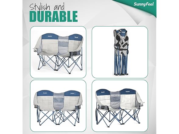 SUNNYFEEL Grey-Blue Loveseat Camping Chair