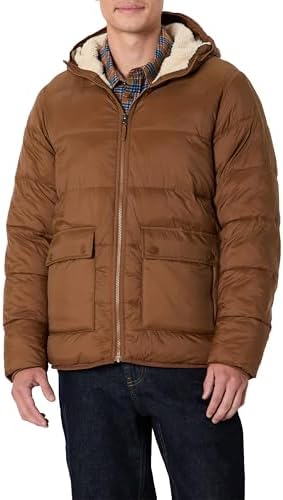 Amazon Essentials Mens Long Sleeve Water Resistant Sherpa Lined Puffer Jacket