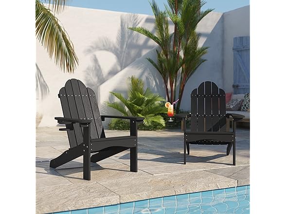 Set of 4 Black Patio Chairs 350lbs