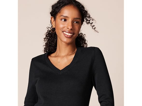 Amazon Essentials Women 100% Cotton V-neck Sweater