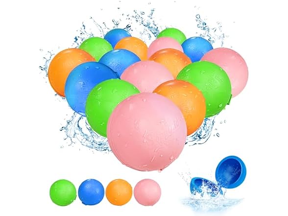 Reusable Water Balloons:16 Pack Refillable