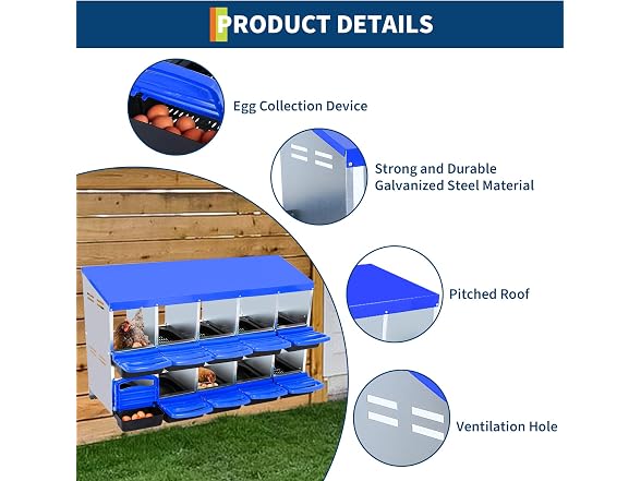10-Hole Chicken Nesting Box, Without