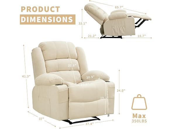 GarveeHome Wide Oversize Recliner Chair