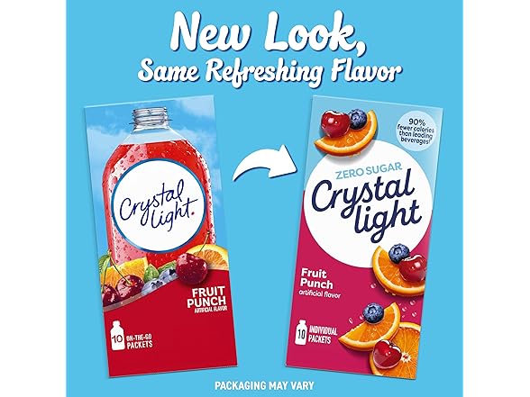 Crystal Light Drink Mix, 10 Packets, Fruit Punch