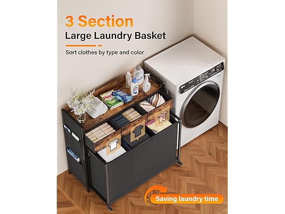 SAKSUN Laundry Sorter 3 Sections