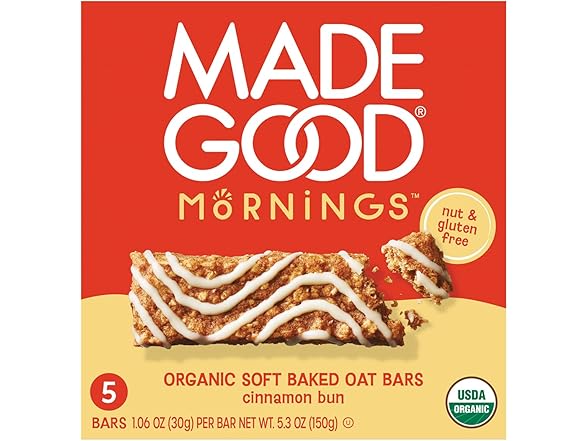5CT MadeGood Morning Cinnamon Bun Bars, 5.3 oz.