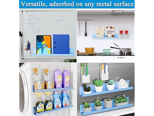 DTUQYX Magnetic Book Shelf for Whiteboard 2-Pack, Blue