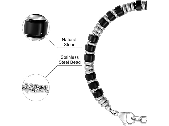 Men's Boho Beaded Stainless Bracelet