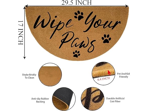 Wipe Your Paws Half Round Doormat
