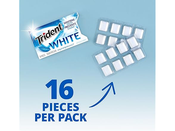 9PK Trident White Peppermint Sugar-Free Gum