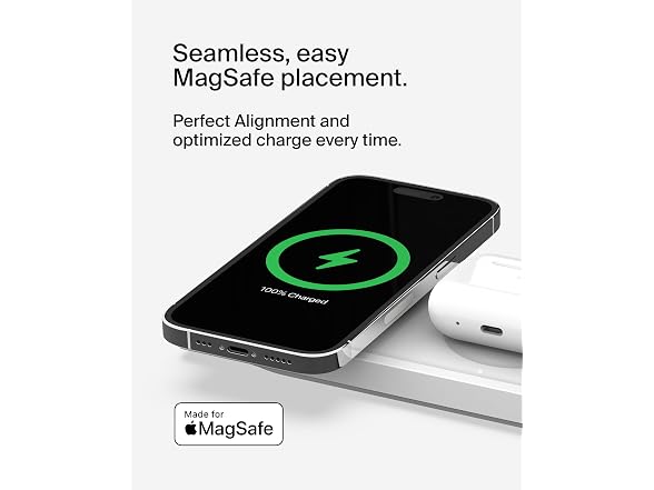 Belkin BoostCharge Pro 15W 3-In-1 Wireless MagSafe Charging Pad - White (Open Box)
