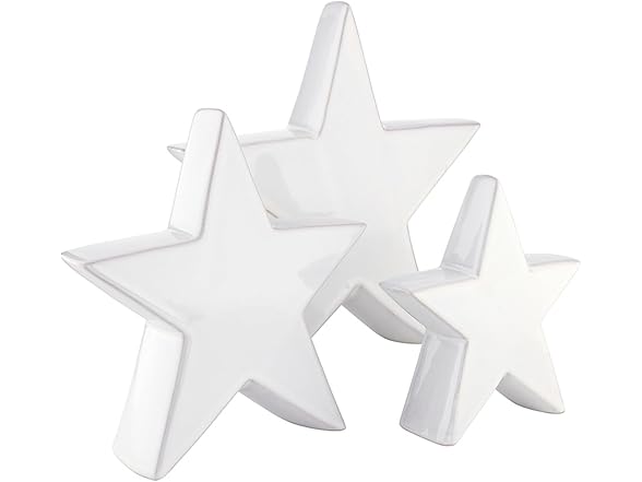 Ceramic Star Sculptures for Mantle or Tabletop, Set of 3